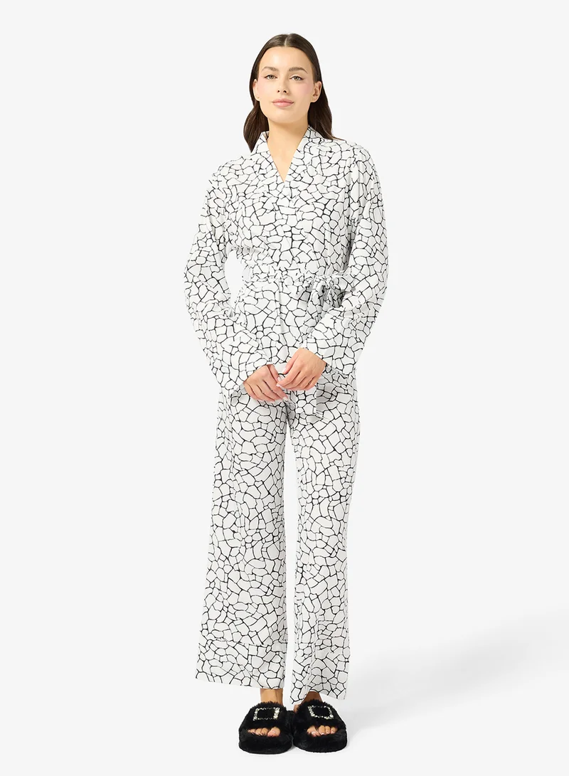 Ginger Monochrome Button Up Shirt & Pyjama Set